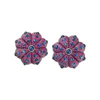 BLACKENED GOLD, SAPPHIRE, AND RUBY EARRINGS