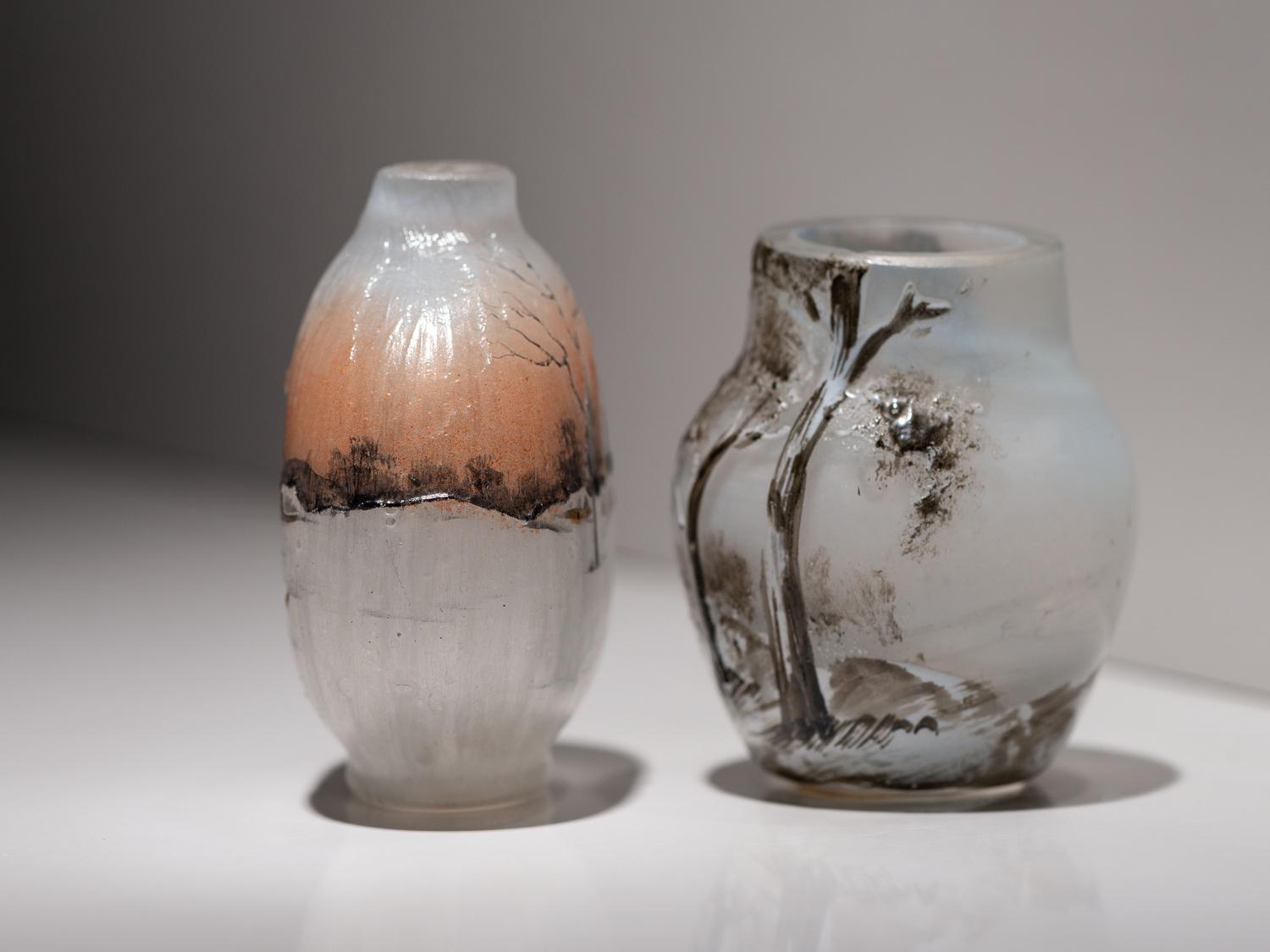 Two Scenic Miniature Vases