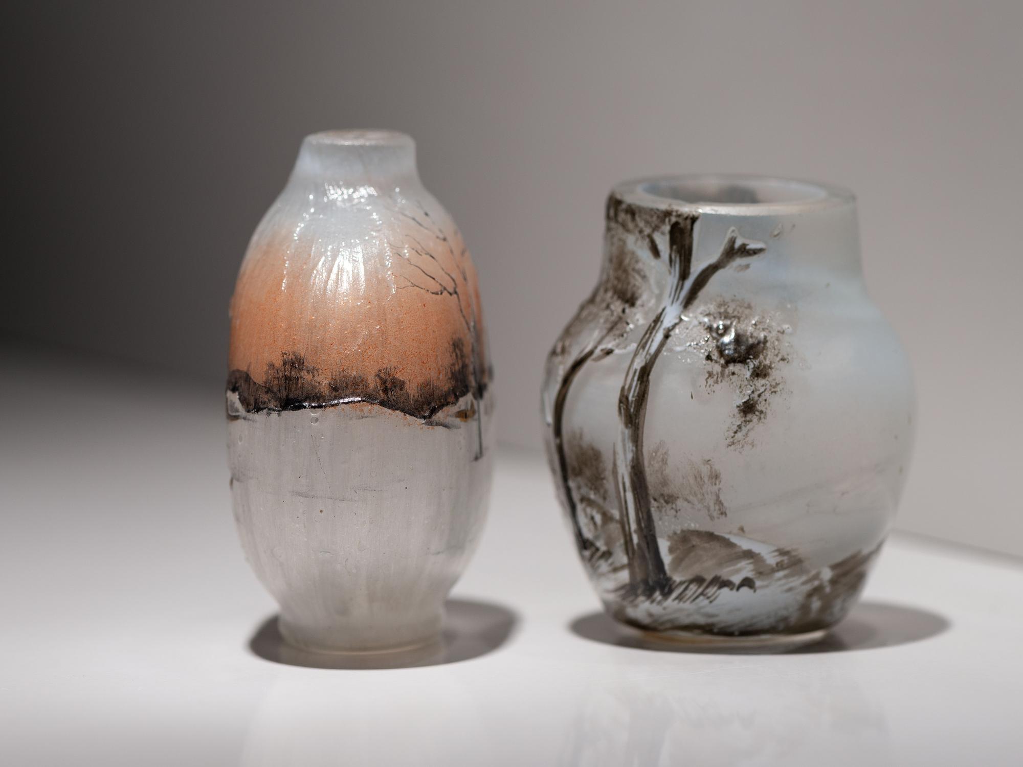 Two Scenic Miniature Vases