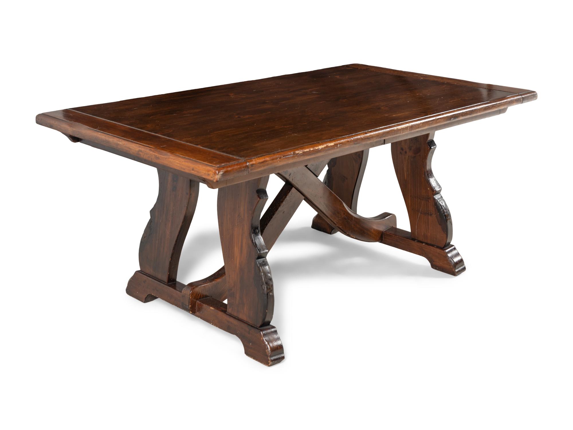A Spanish Colonial Style Oak Trestle Table