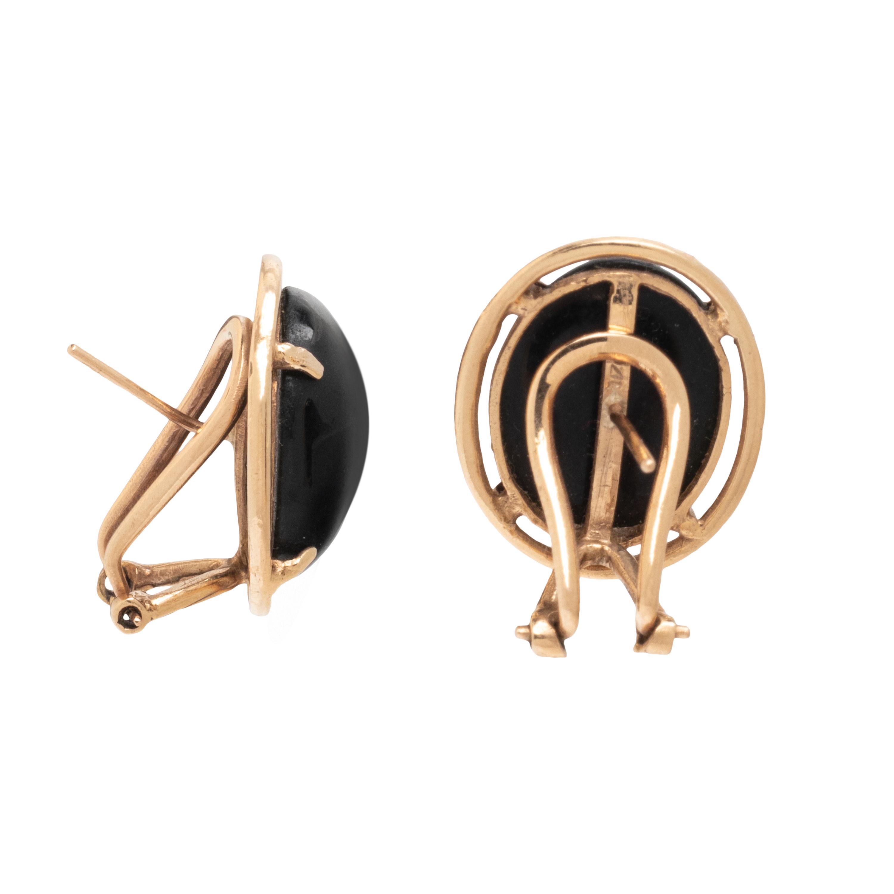 BLACK JADE AND YELLOW GOLD EARRINGS