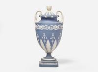 A Wedgwood Solid Blue Jasperware Vase and Cover, UK, late 18th century