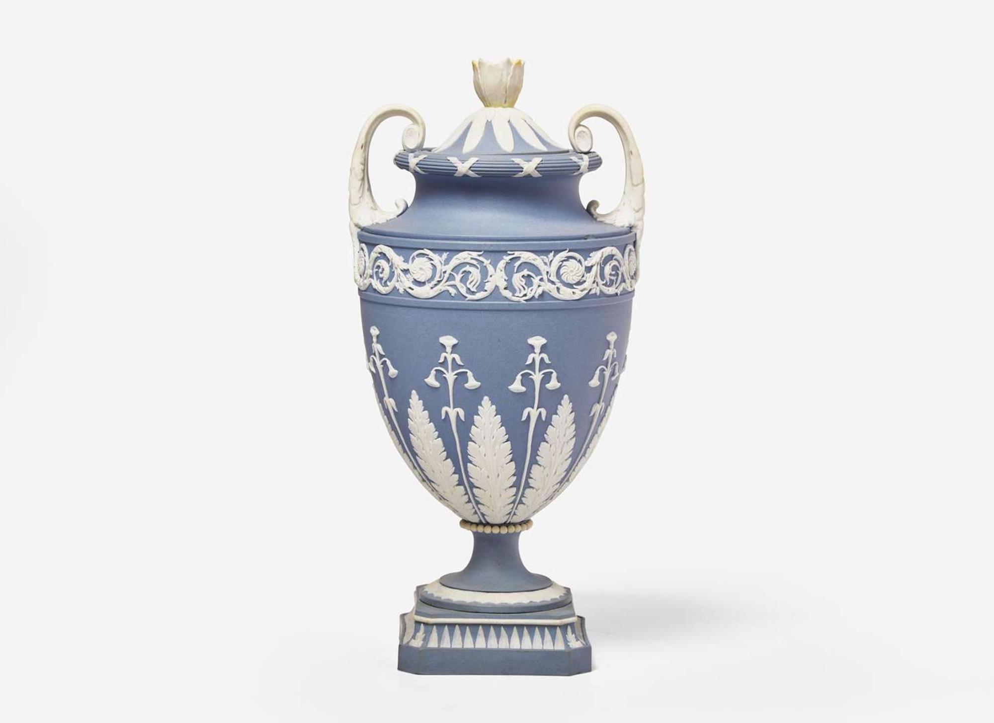 A Wedgwood Solid Blue Jasperware Vase and Cover, UK, late 18th century