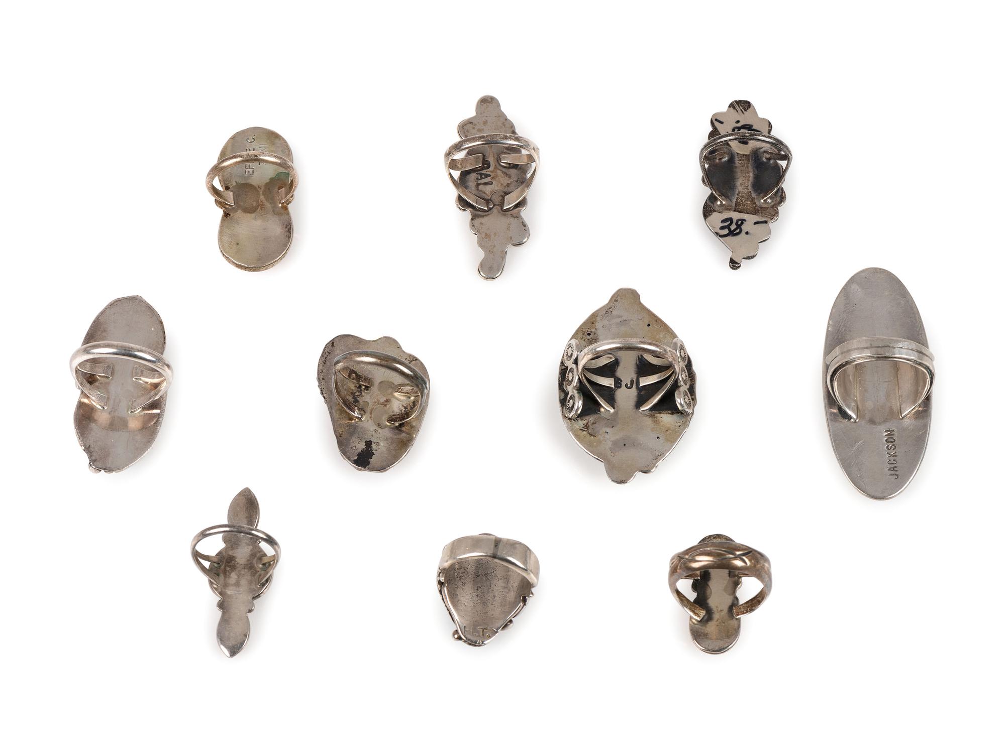 Navajo and Zuni Rings, with and Assortment of Inlay