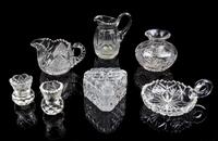 A Collection of Cut Glass Table Articles Height of tallest 5 1/4 inches.
