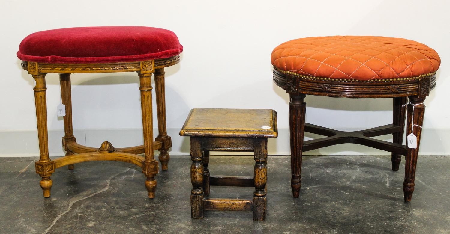 A Group of Stools Height of largest 13 inches. — 20TH CENTURY