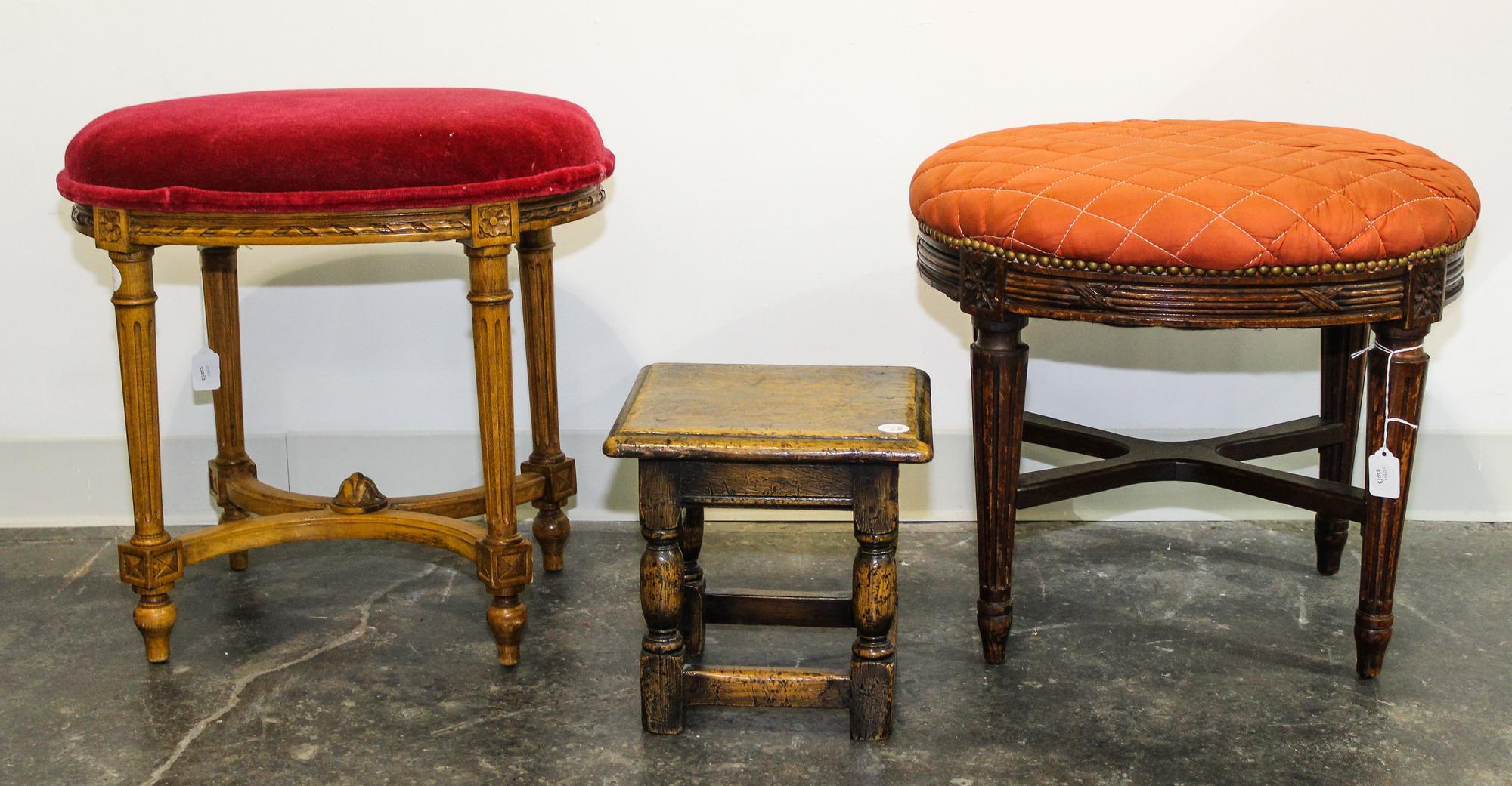A Group of Stools Height of largest 13 inches. — 20TH CENTURY