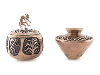 Pair of Silver Overlay Jars