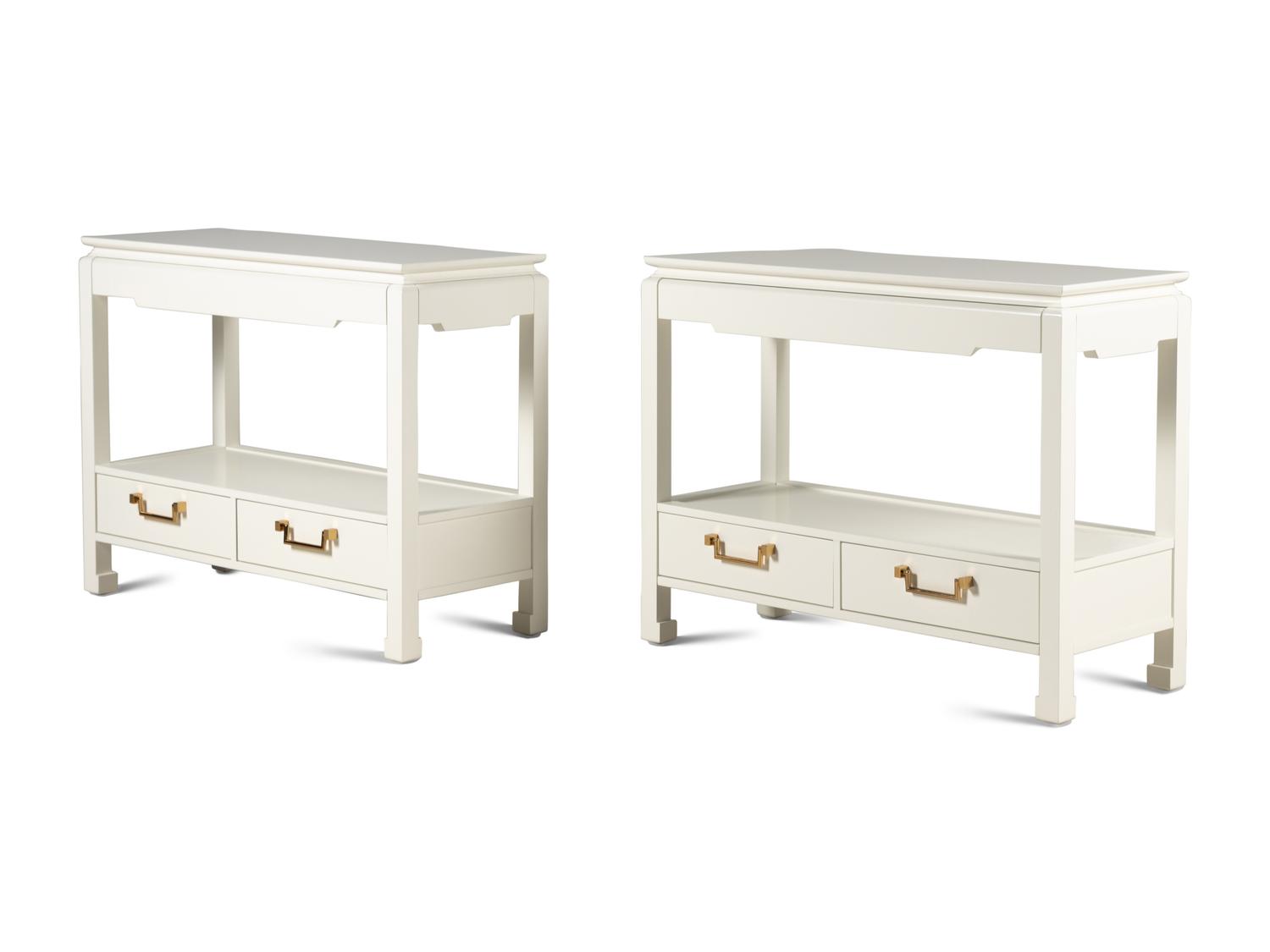 A Pair of Bunglow 5 Julian White Lacquer Console Tables