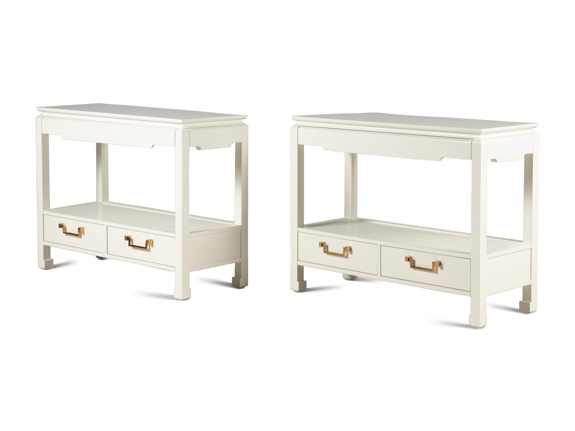 A Pair of Bunglow 5 Julian White Lacquer Console Tables