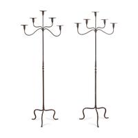 A Pair of Wrought Iron Five-Light Torchères