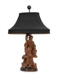 A Chinese Carved Wood Figure of Shoulao