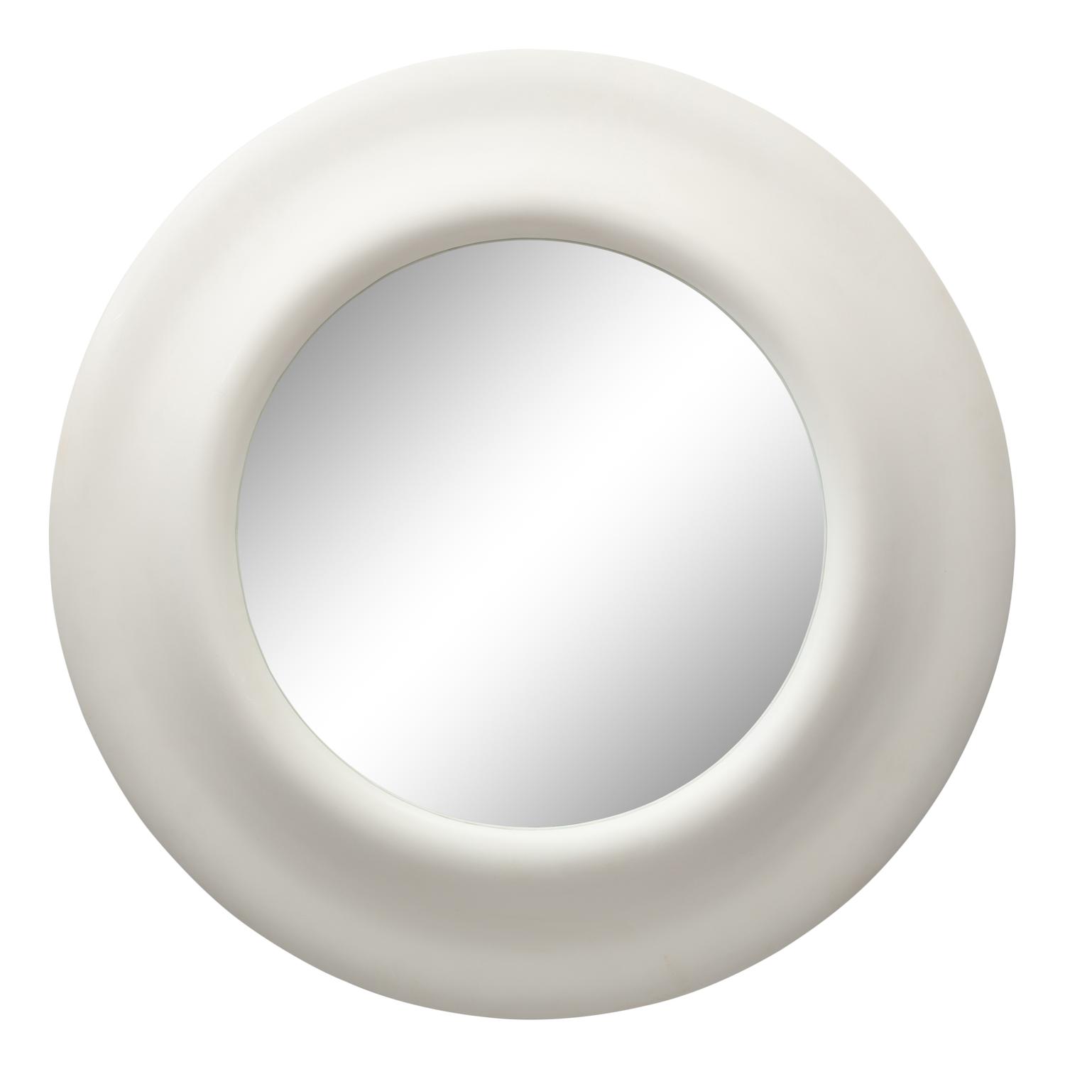 A Matte White Round Mirror