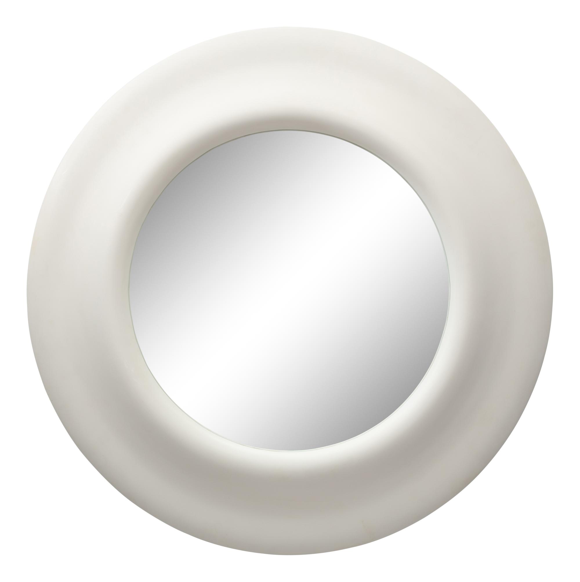 A Matte White Round Mirror