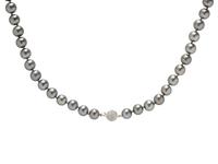 TAHITIAN CULTURED PEARL AND DIAMOND NECKLACE