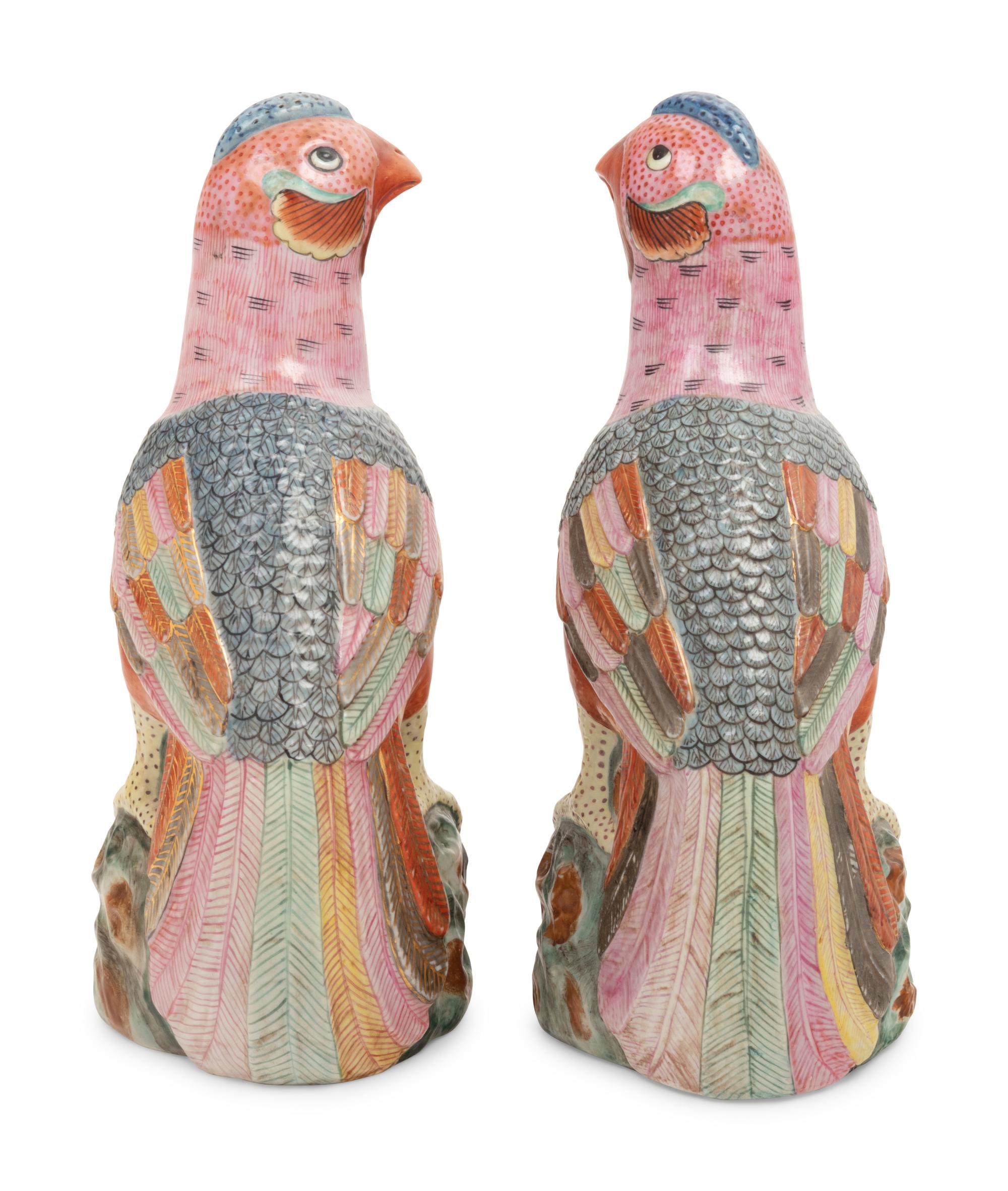 A Pair of Chinese Porcelain Phoenix Birds