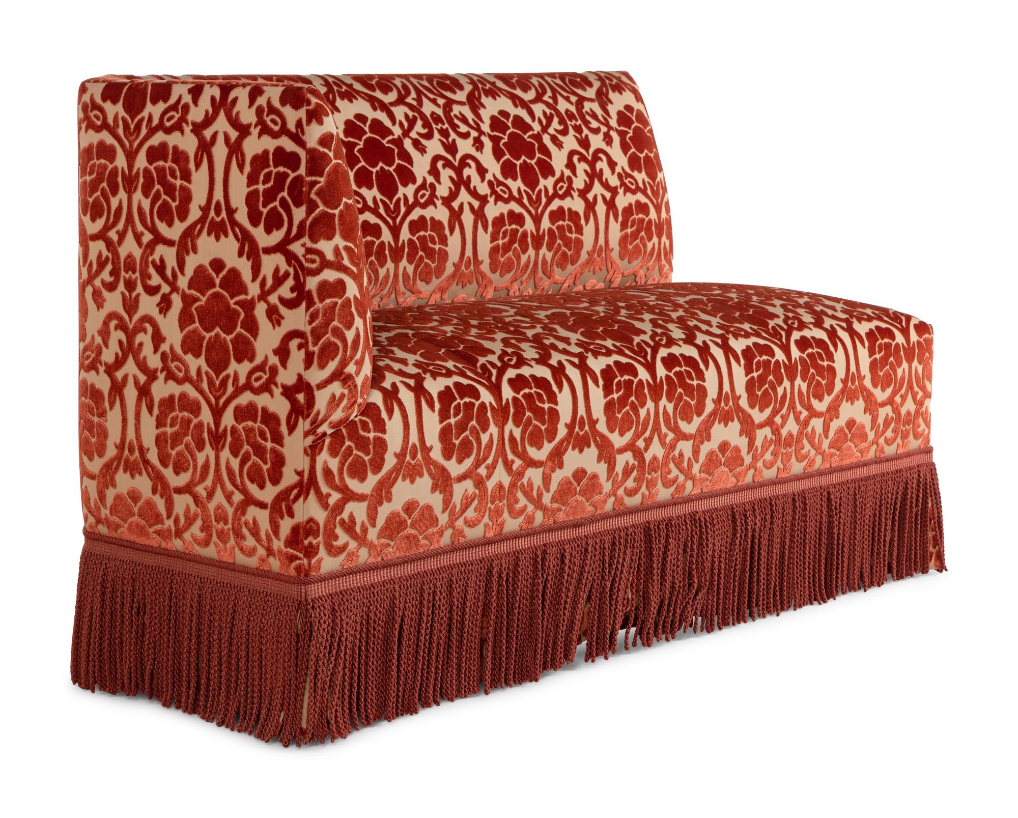 A Dessin Fournir Cut Velvet-Upholstered Banquette Sofa