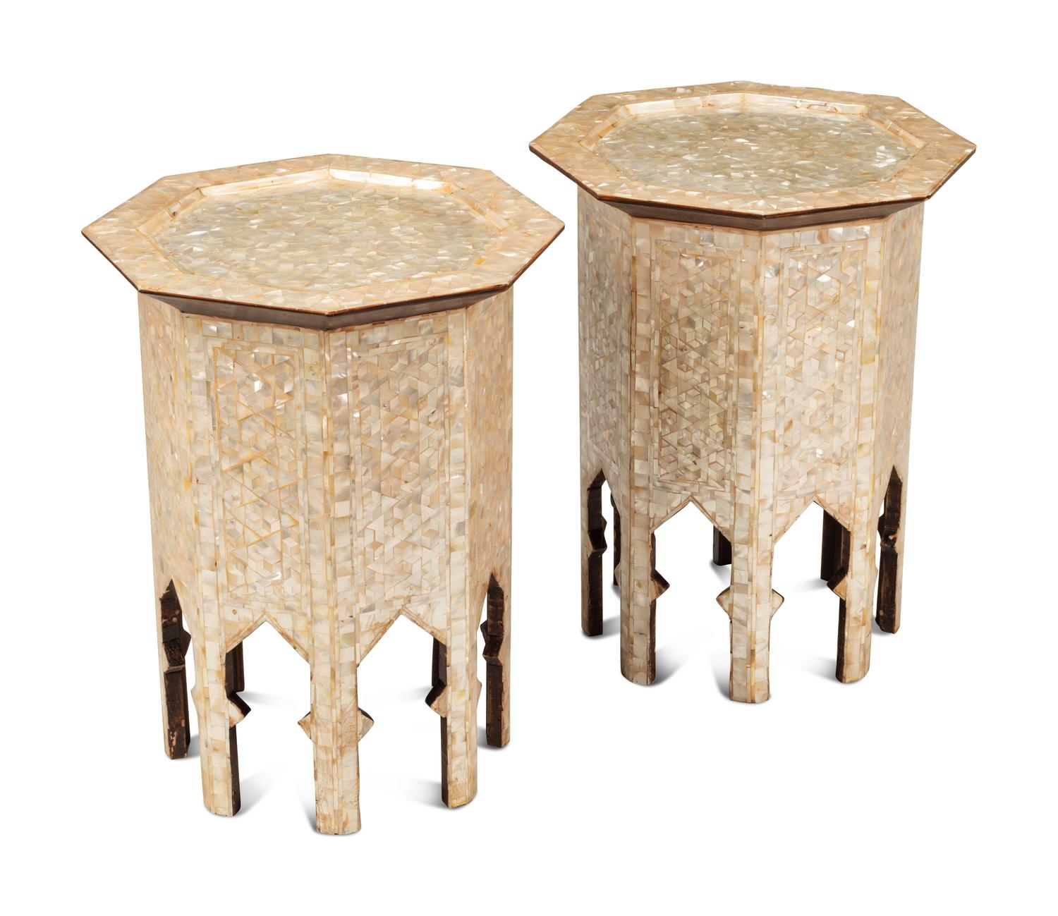 A Pair of Moorish Style Mother-of-Pearl Inlaid Side Tables