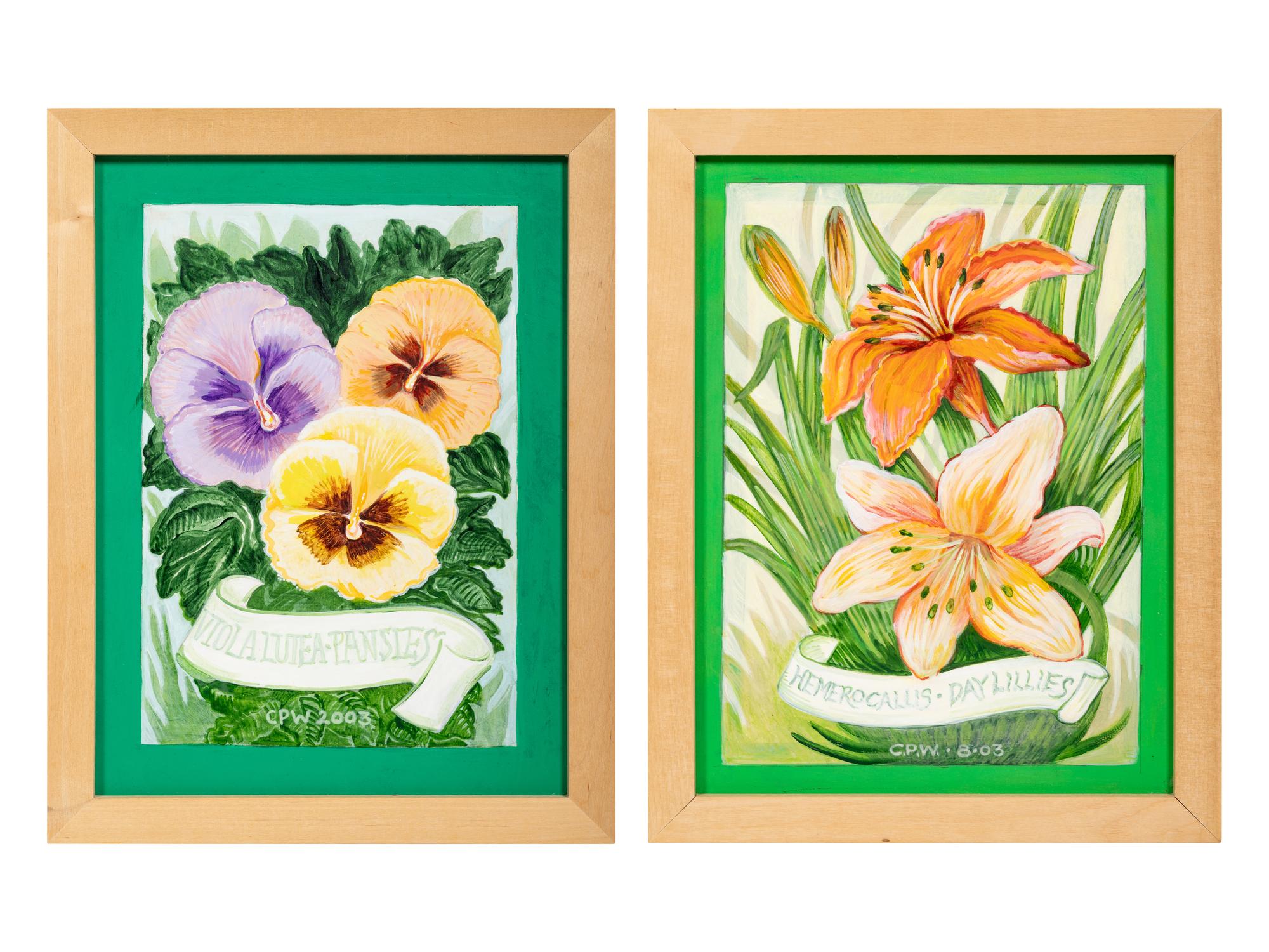 Day Lillies and Pansies (A Pair of Works)