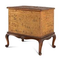 A Burmese Gilt Lacquer Manuscript Chest on an Associated Stand