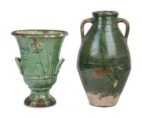 Two Green Glazed Pottery Articles