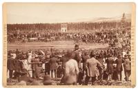 [COLORADO]. Luke & Wheeler, photographers. Cabinet card featuring the hanging of Gilbert and Rosengrants at Leadville, 15 June 1881.