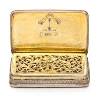 A Victorian Silver Vinaigrette, Taylor & Perry, Birmingham, 1838, the lid decorated with a scene of Newstead Abbey surrounded by a flor