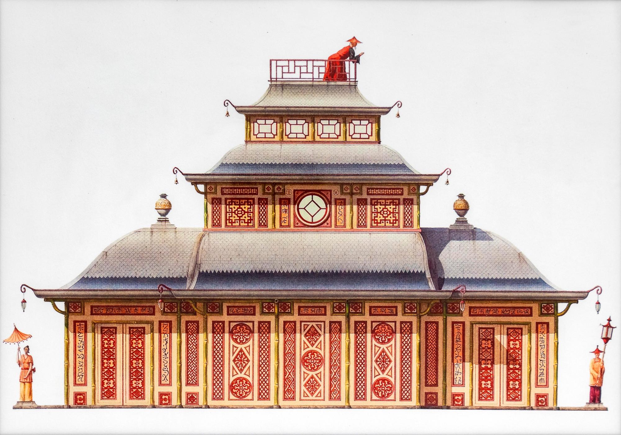 A Group of Gilt Framed Color Reproductions of Dams & Zega's Watercolors Chinoiseries — 20TH CENTURY