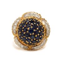 Sapphire, Diamond, and Yellow Gold Bombé Ring