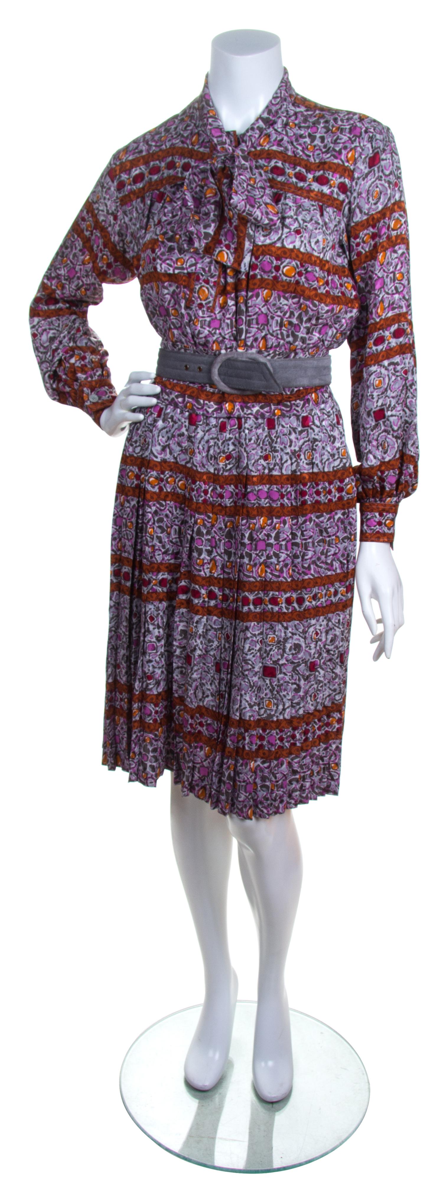 An Yves Saint Laurent Multicolor Geometric Patterned Dress, Size 34.