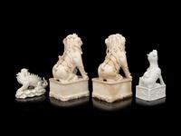 Four Chinese Blanc-de-Chine Porcelain Figures of Beasts