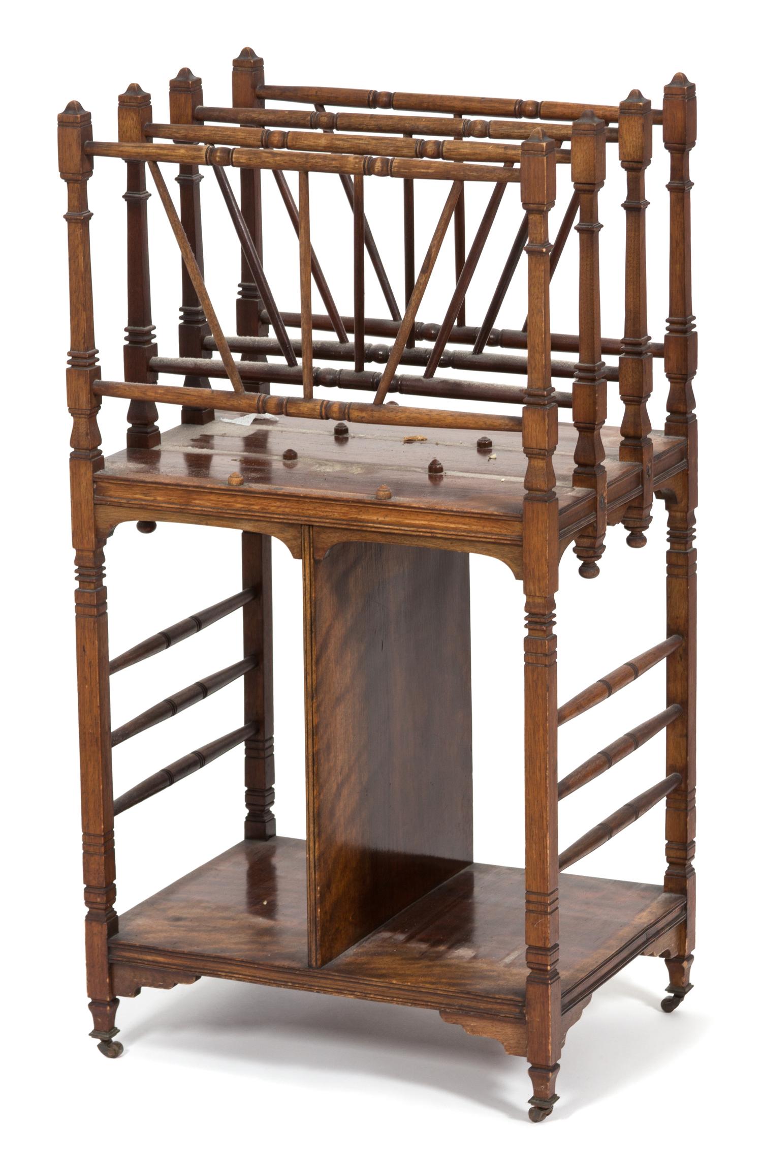 A Regency Mahogany Tall Canterbury Stand Height 33 3/4 x width 17 1/2 x depth 13 1/4 inches. — 19TH CENTURY