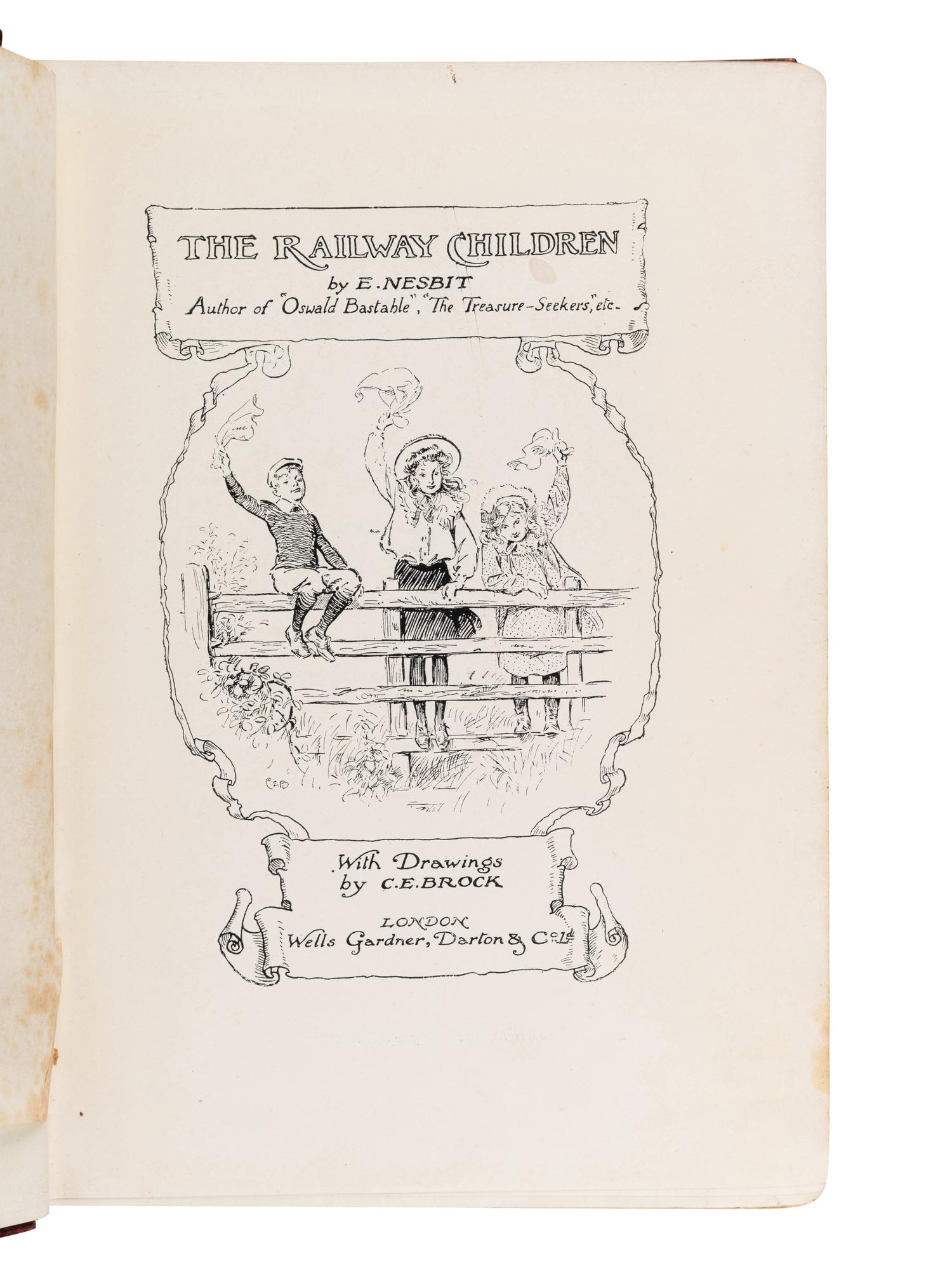 NESBIT, Edith (1858-1924). Railway Children. London: Wells Gardner, Darlton, & Co., 1906.