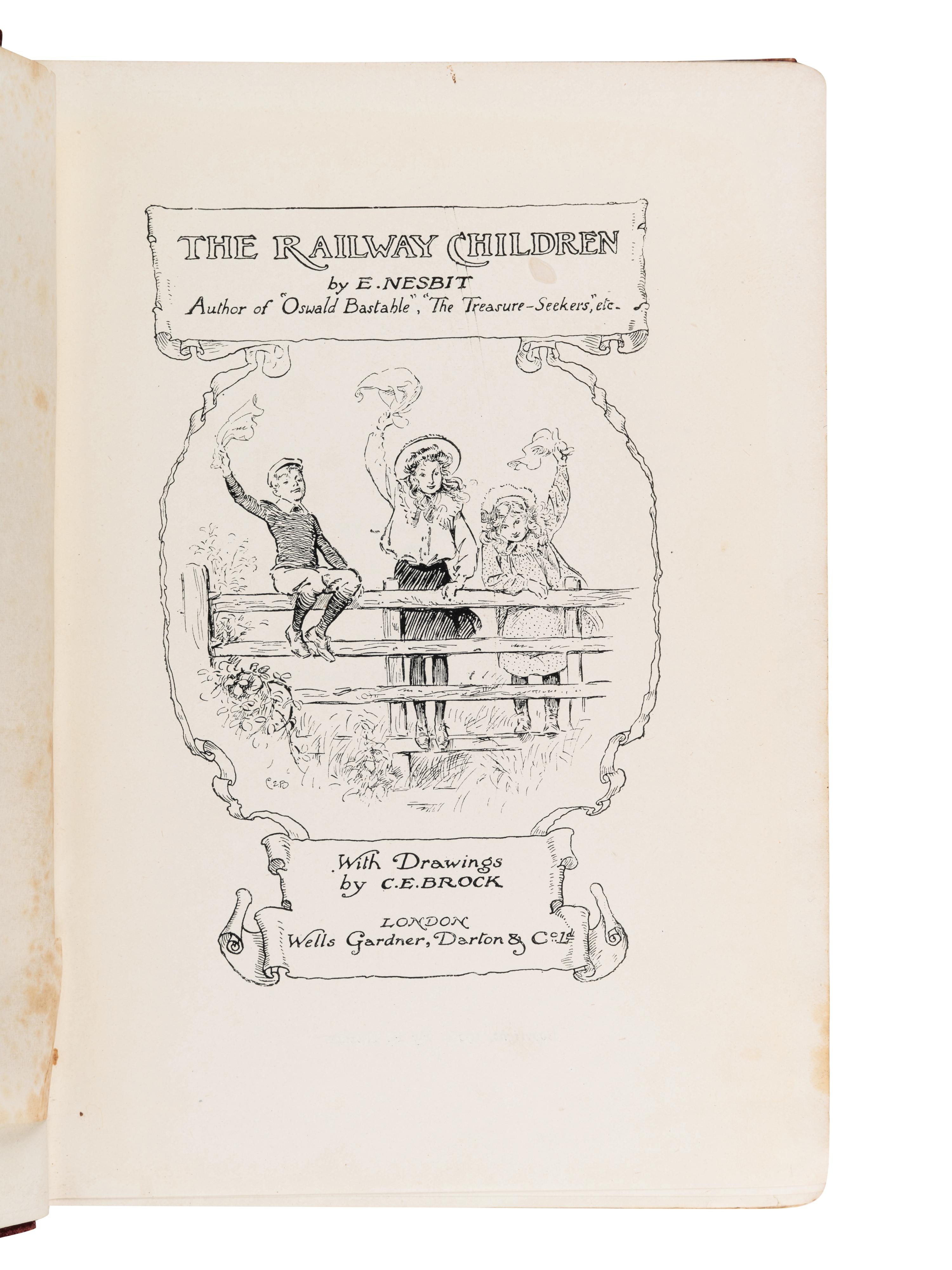 NESBIT, Edith (1858-1924). Railway Children. London: Wells Gardner, Darlton, & Co., 1906.