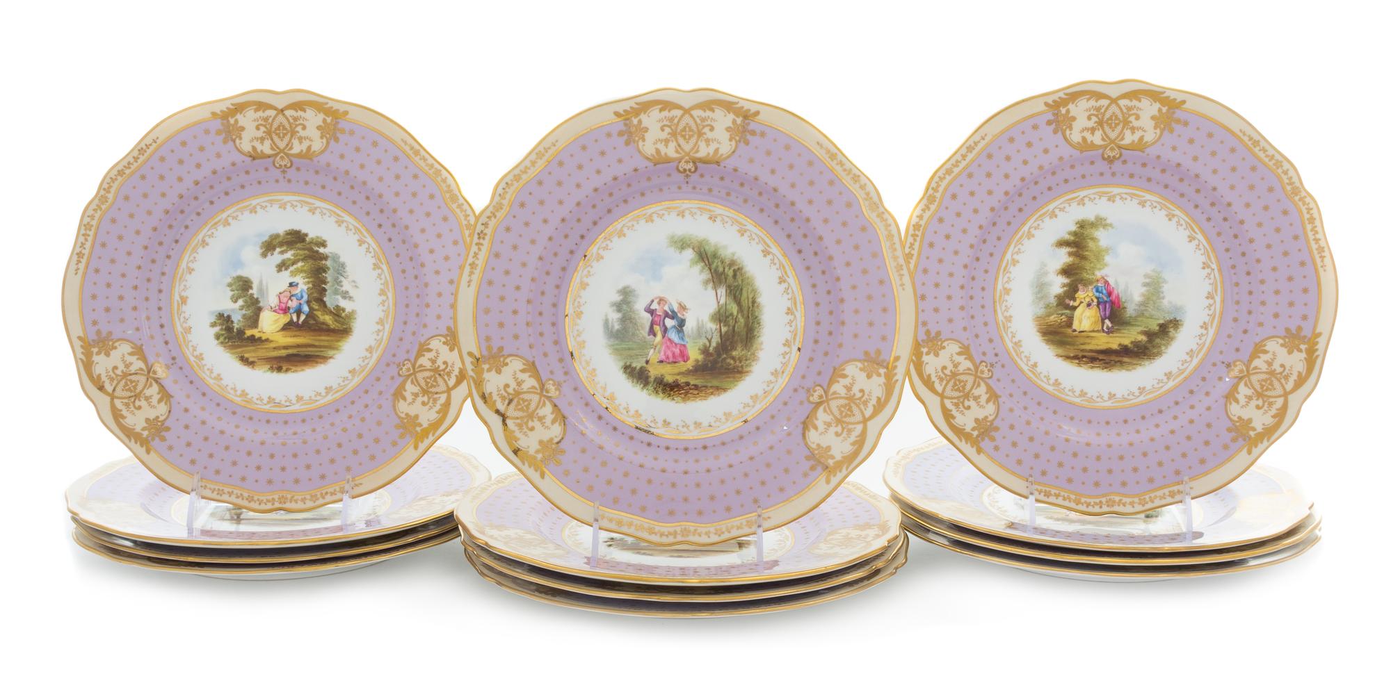 A Set of Twelve Copeland Spode Porcelain Plates Diameter 10 1/2 inches.
