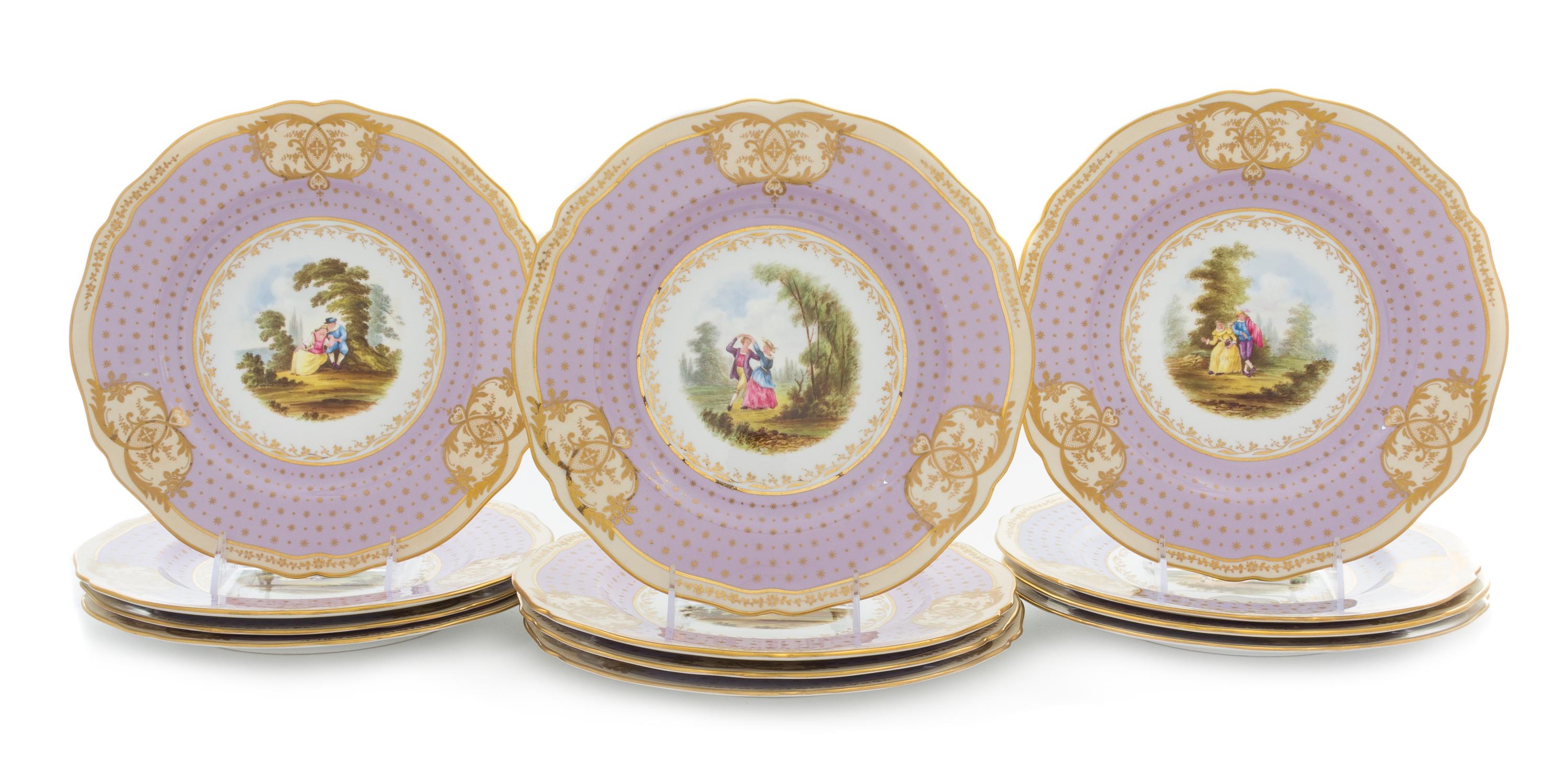 A Set of Twelve Copeland Spode Porcelain Plates Diameter 10 1/2 inches.