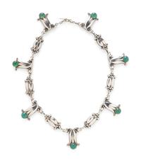GEORG JENSEN, ANTIQUE, SILVER AND CHRYSOPRASE NECKLACE