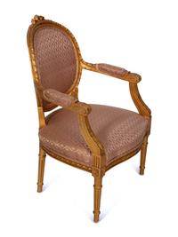 A Louis XVI Style Giltwood Fauteuil