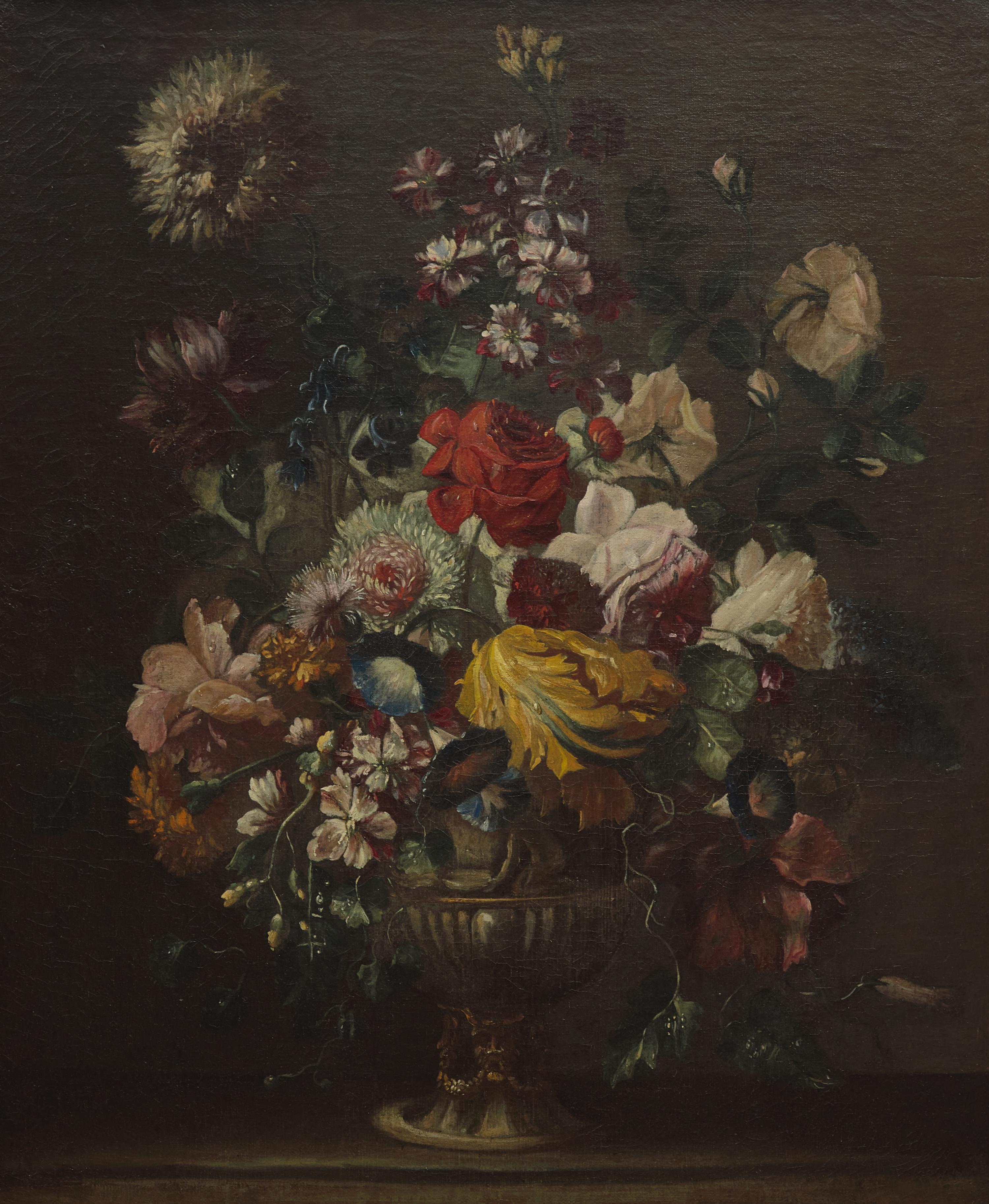 Circle of Karel van Vogelaer (Dutch, 1653-1695) — A Pair of Floral Still Lifes