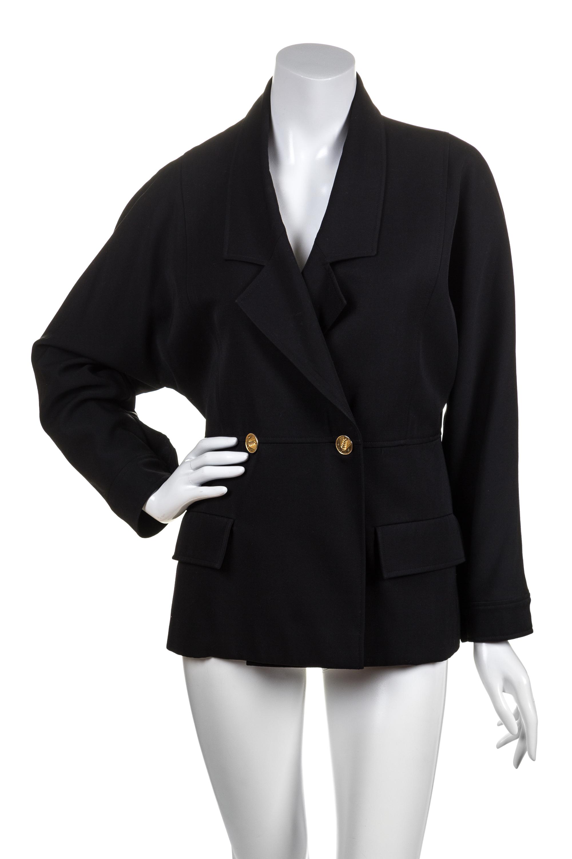 A Chanel Black Wool Jacket, Size 38.