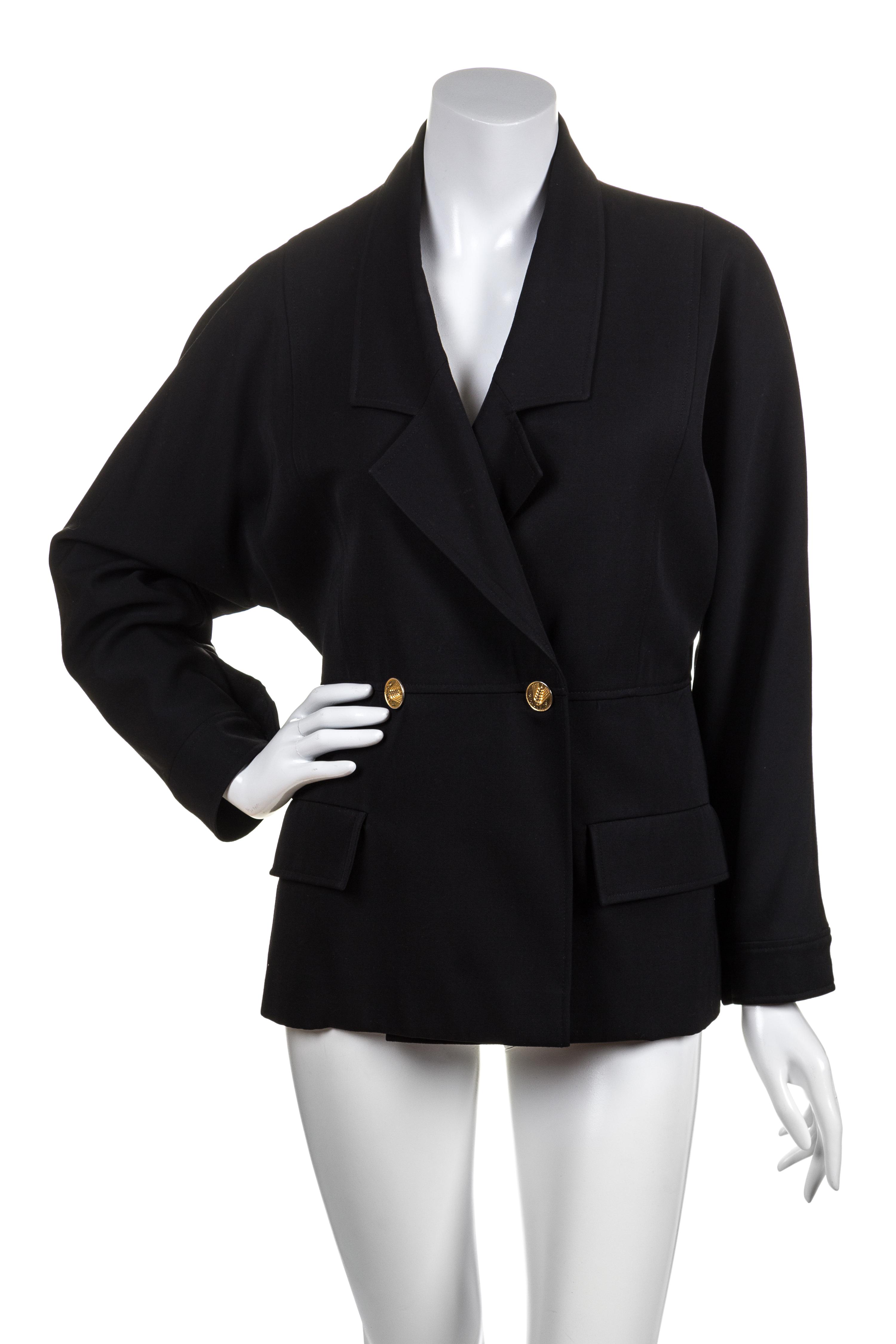 A Chanel Black Wool Jacket, Size 38.