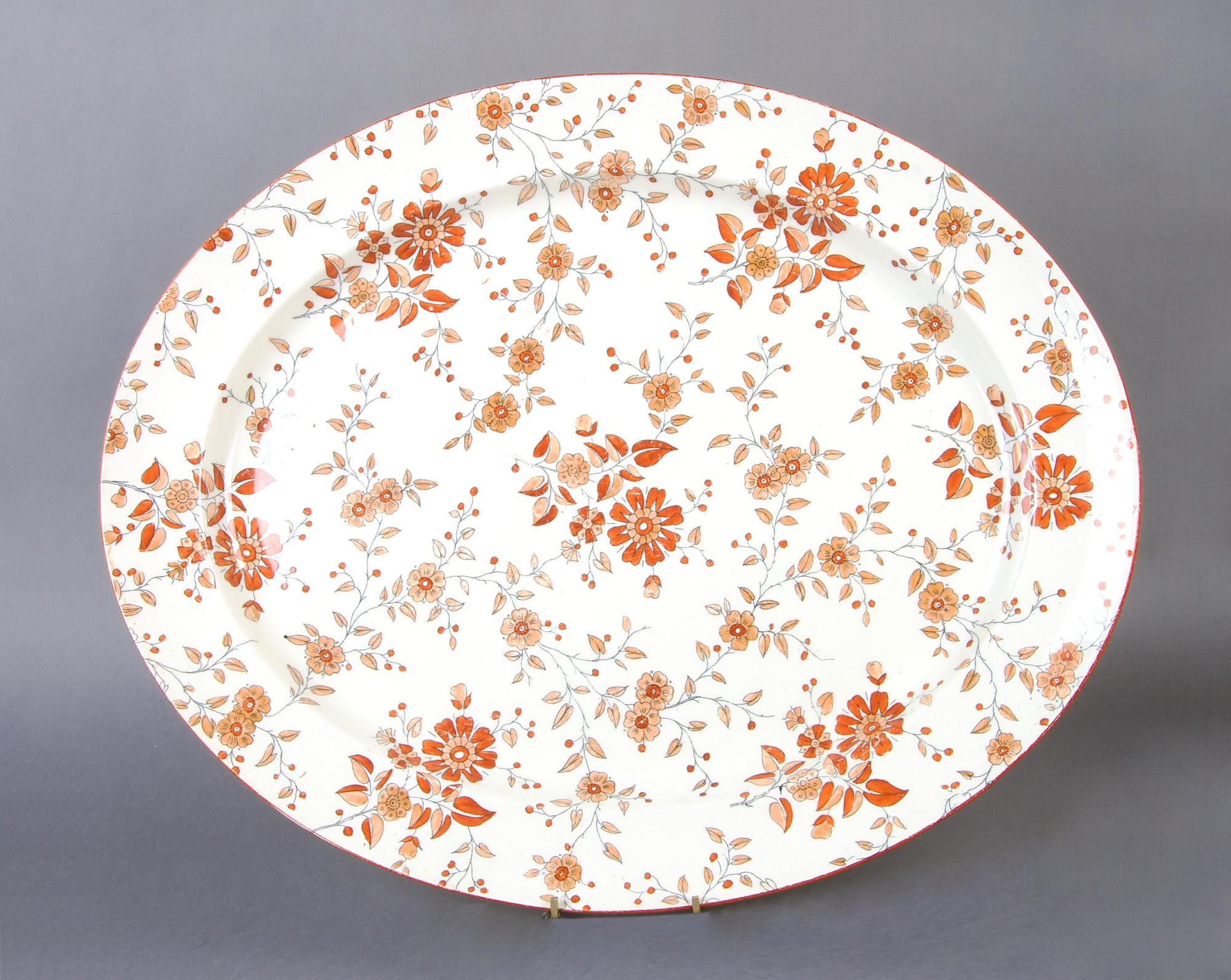 An English Pottery Tray on Stand, Width of tray 19 1/4 inches.