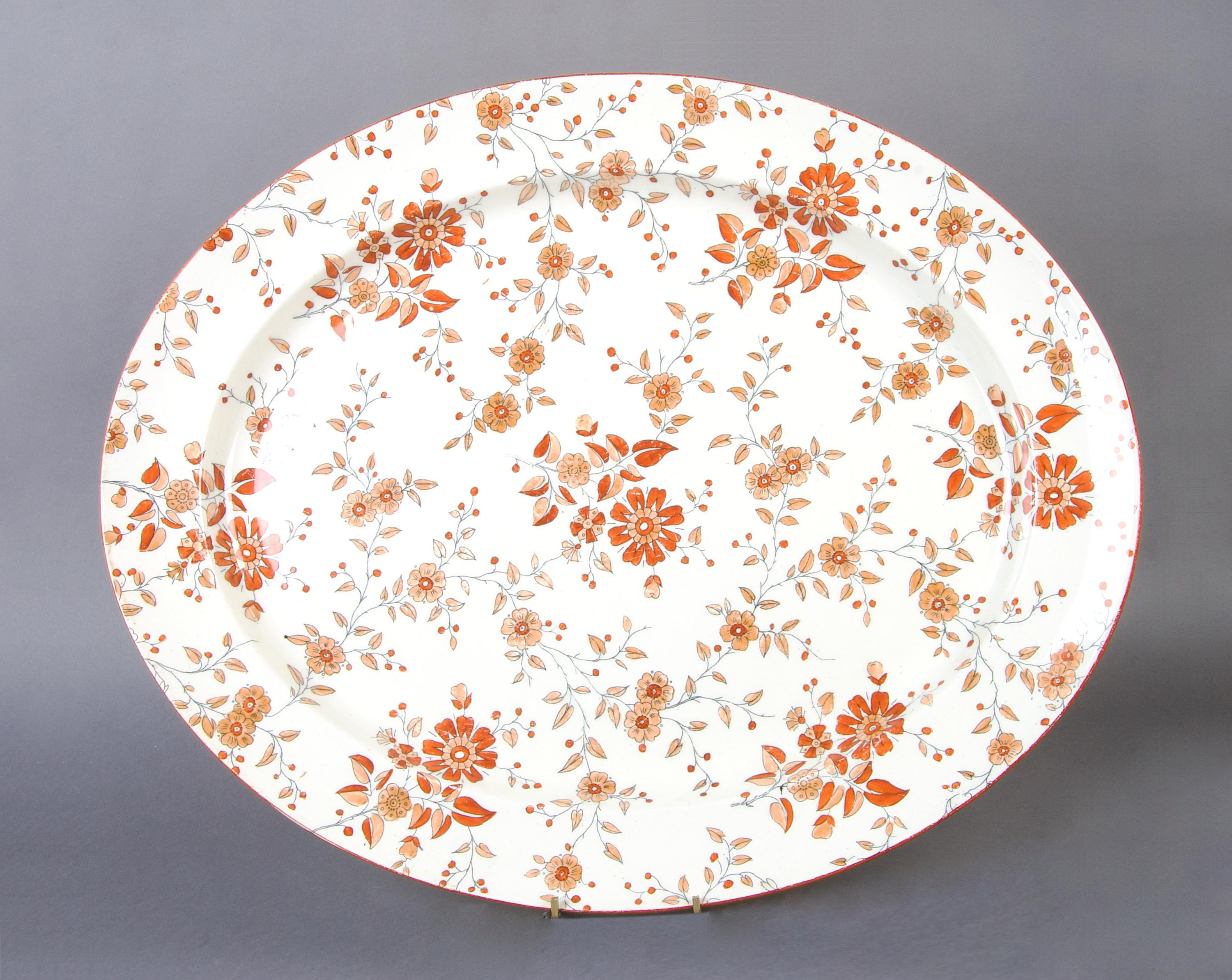 An English Pottery Tray on Stand, Width of tray 19 1/4 inches.