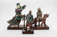 Three Chinese Painted Pottery Figures. Height of first 9 1/2 inches.