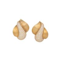 HENRY DUNAY, YELLOW GOLD AND DIAMOND EARRINGS