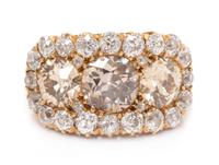 A Victorian Rose Gold, Colored Diamond and Diamond Cluster Ring, 3.10 dwts.