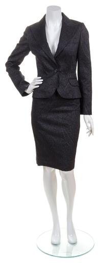 A Dolce & Gabbana Black Patterned Skirt Suit, Size 40.