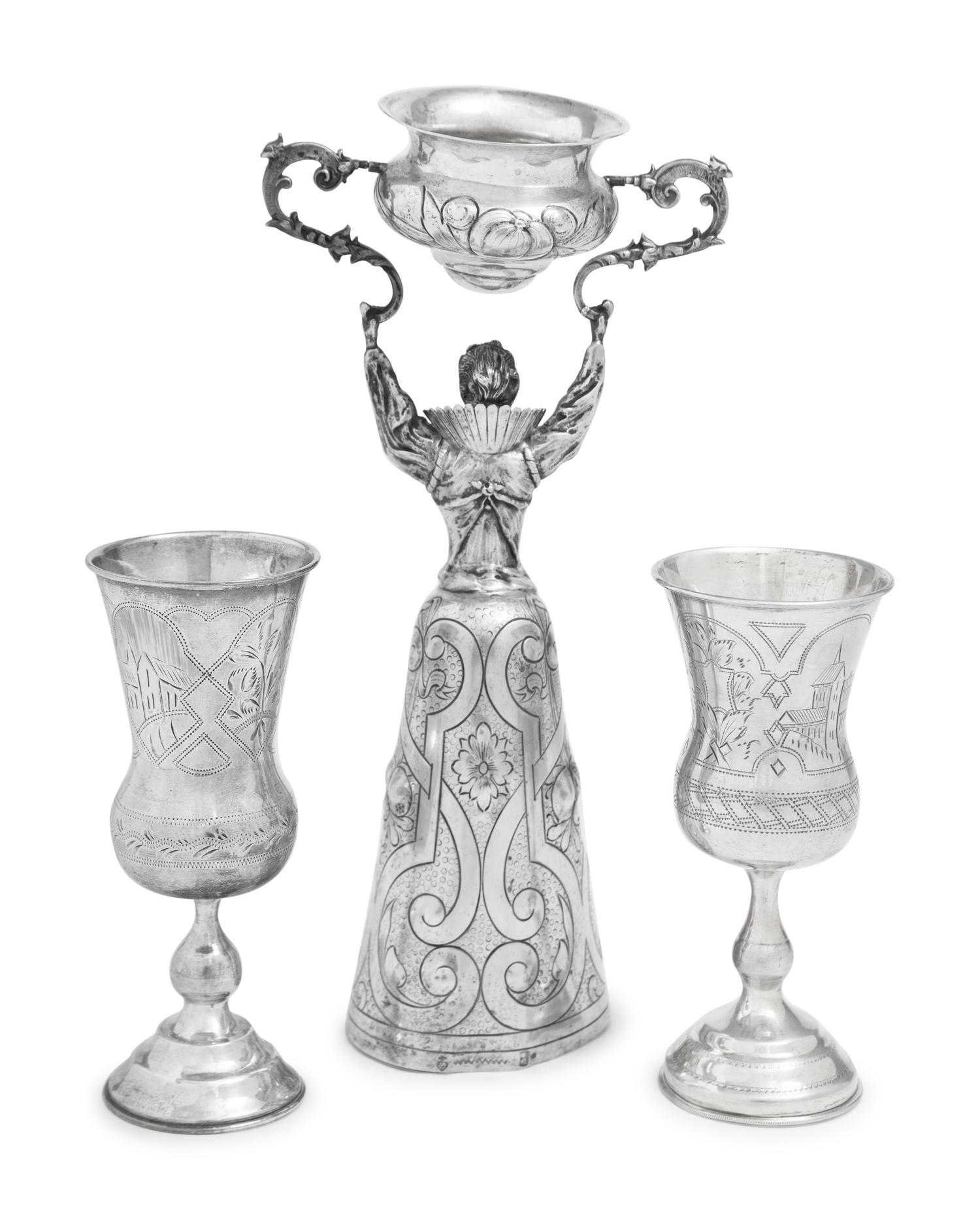 A Group of Three Continental Silver Drinking Articles