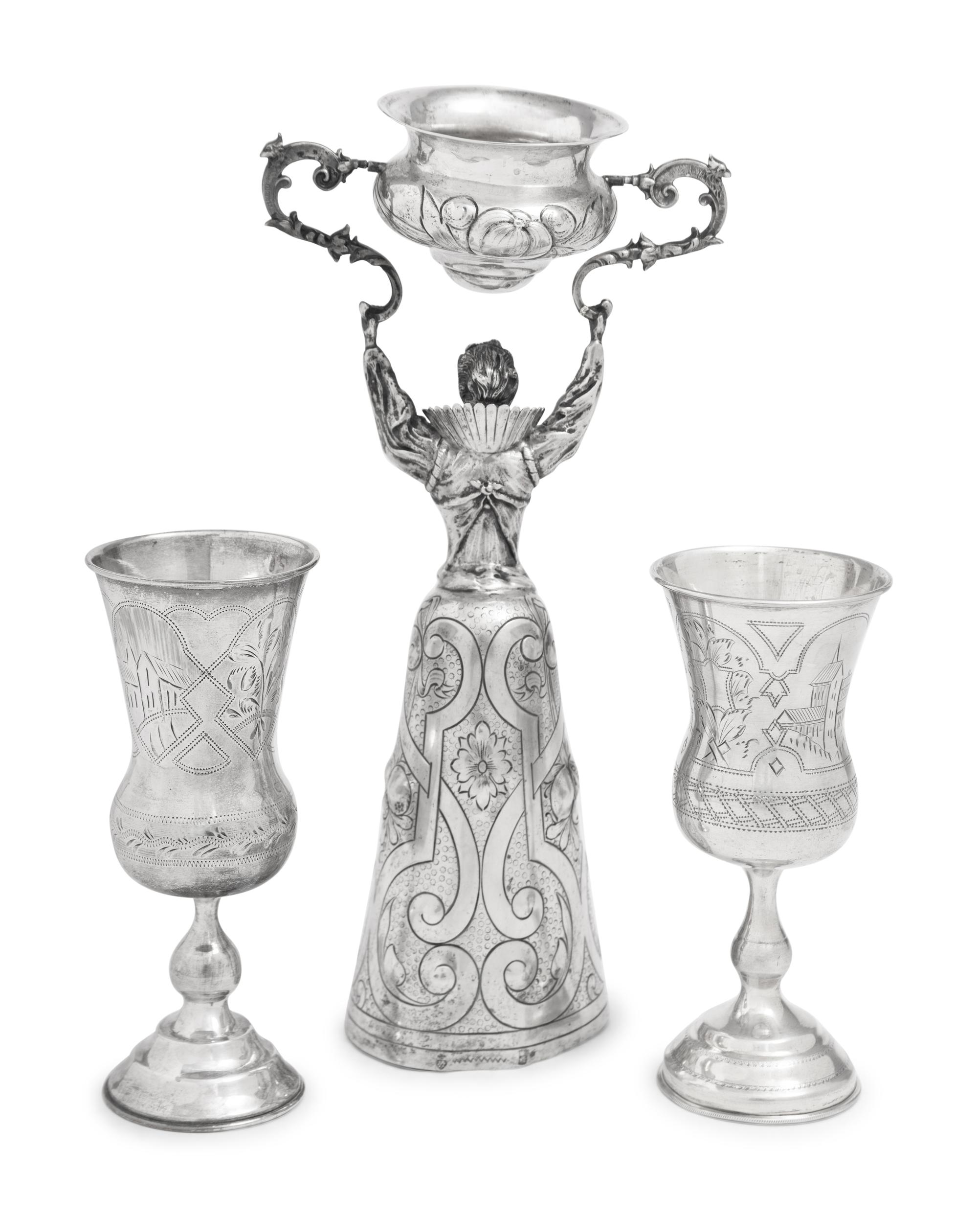 A Group of Three Continental Silver Drinking Articles