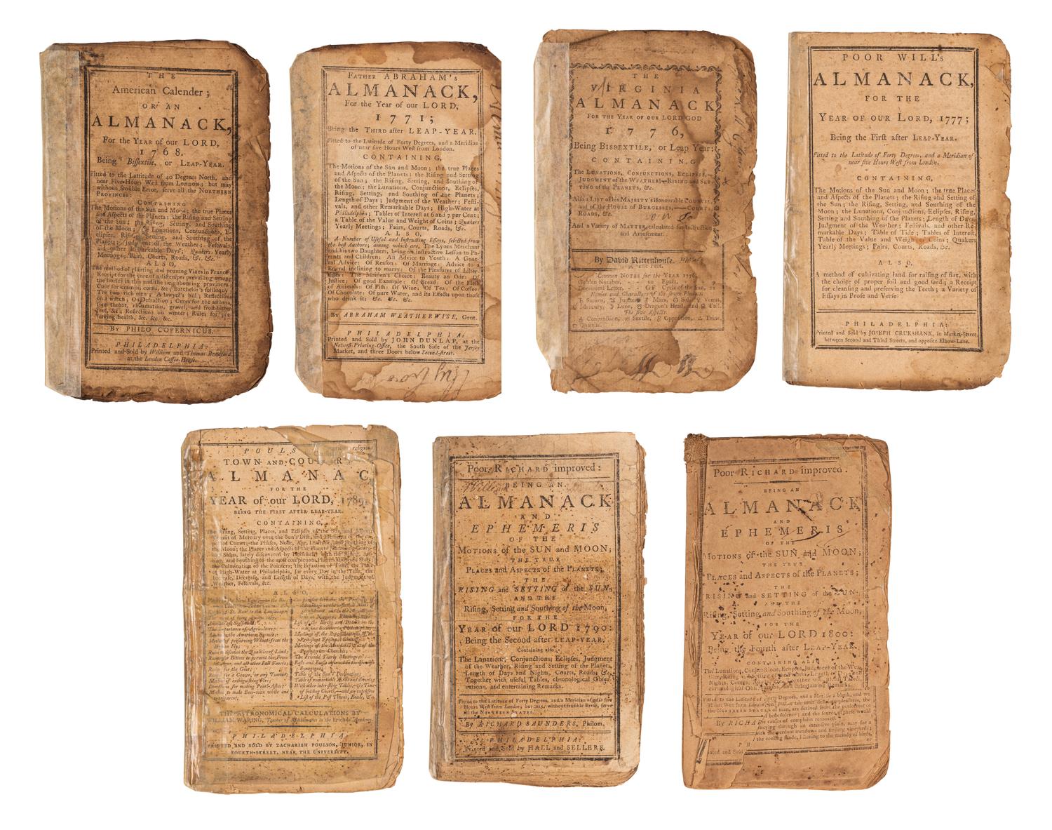[ALMANACS - PHILADELPHIA]. A group of 7 almanacs, published Philadelphia by various printers, comprising: